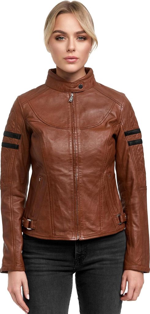 Tazzio Damen Lederjacke F513 (Cognac, M)