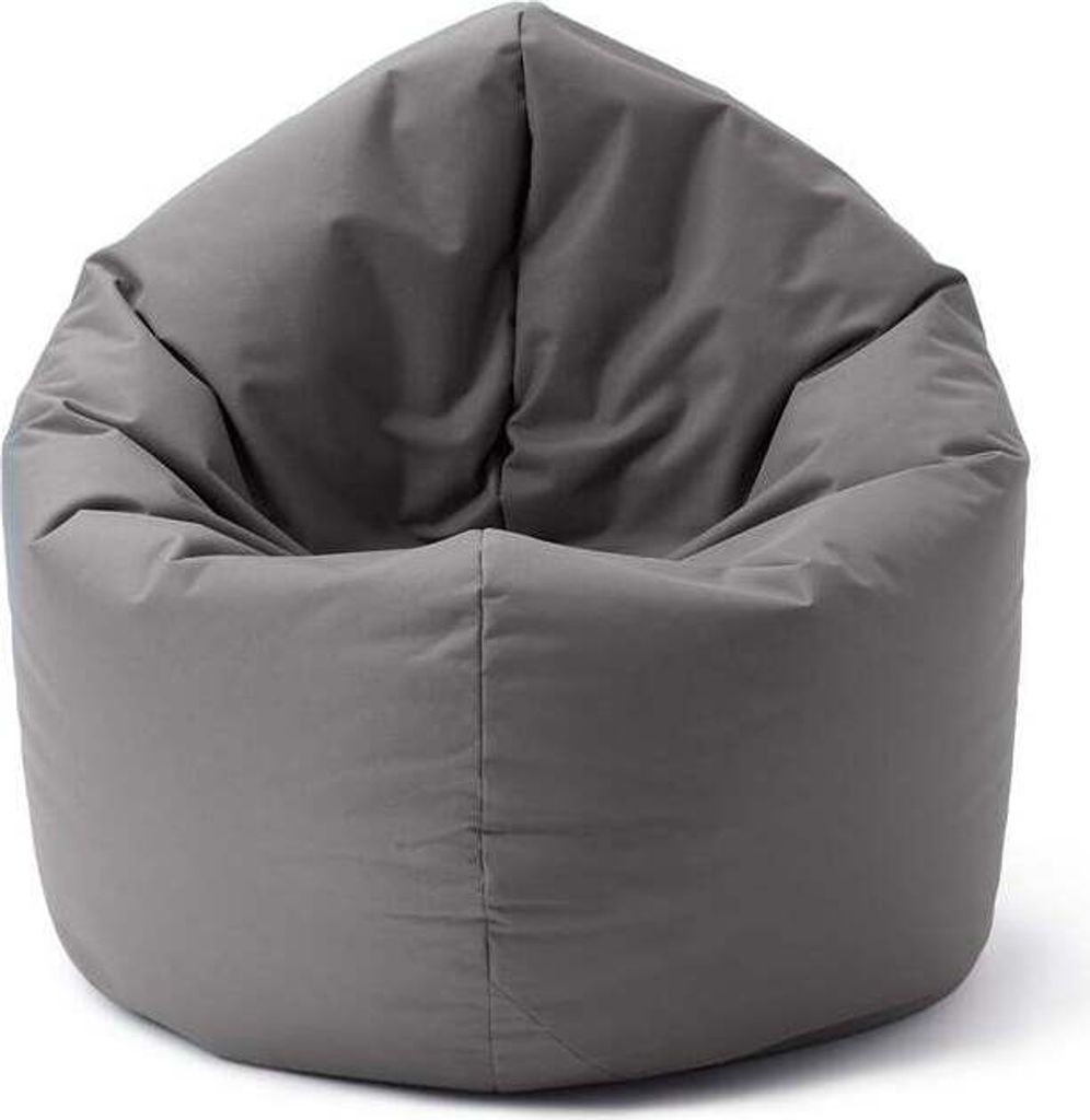 A grey beanbag chair on a white background.