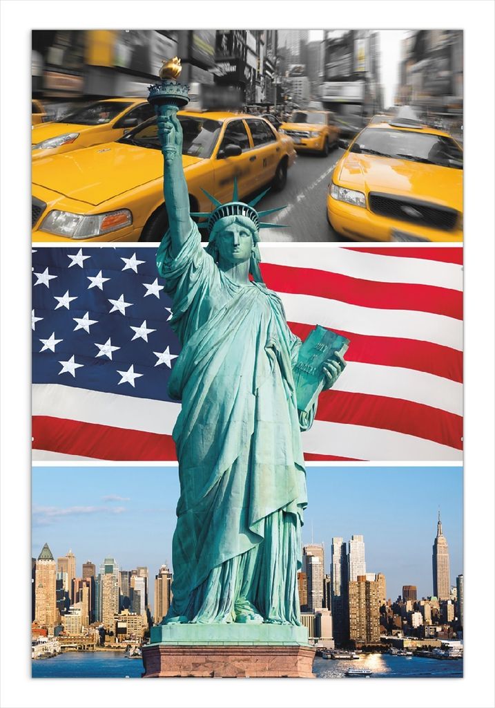 Wallario Wandbild New York Collage, Größe: 61 x 91,5 cm, Poster mit rahmenlosen Bildhalter