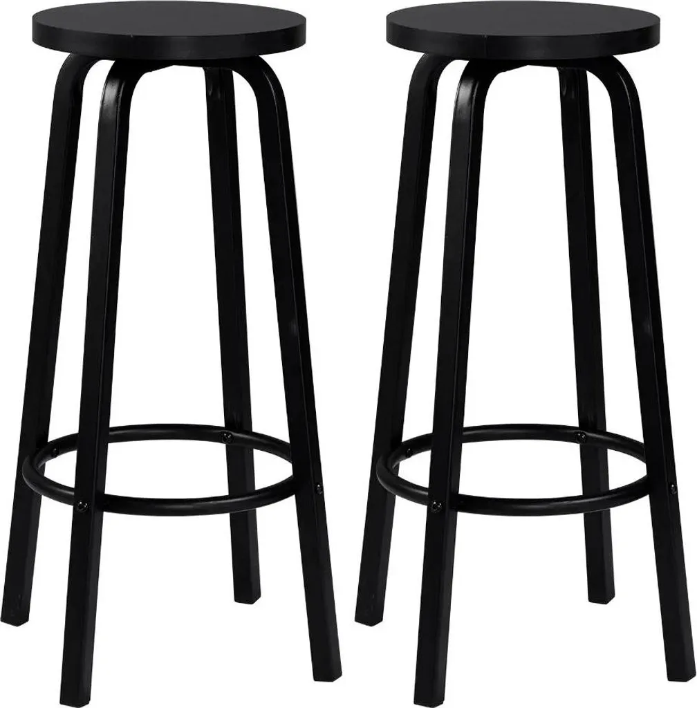 Tabouret de bar 72 cm inox et assise MDF chêne clair - Ensemble de 2