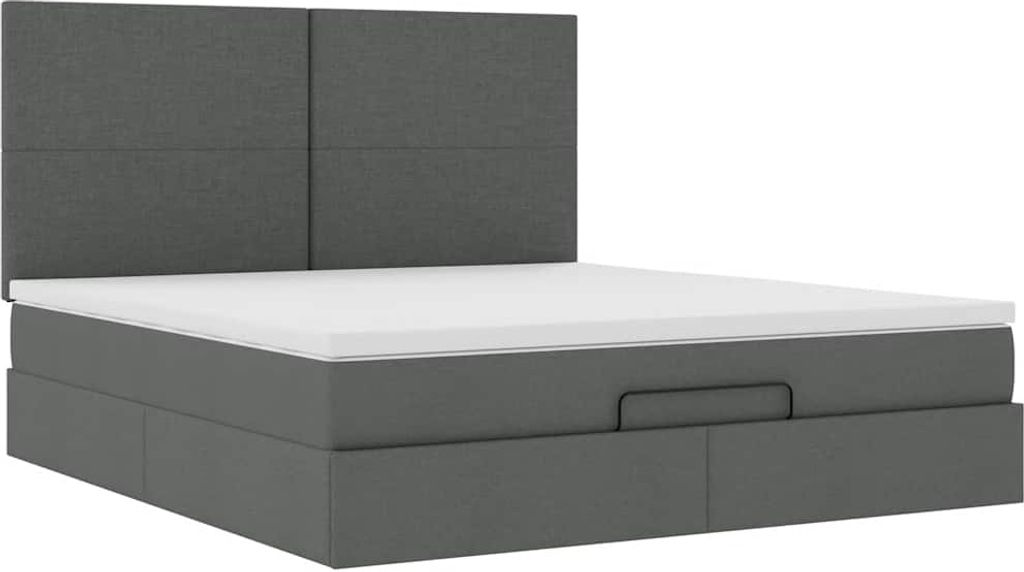 SYFAX Ottoman-Bett mit Matratze Dunkelgrau 180x200 cm Stoff