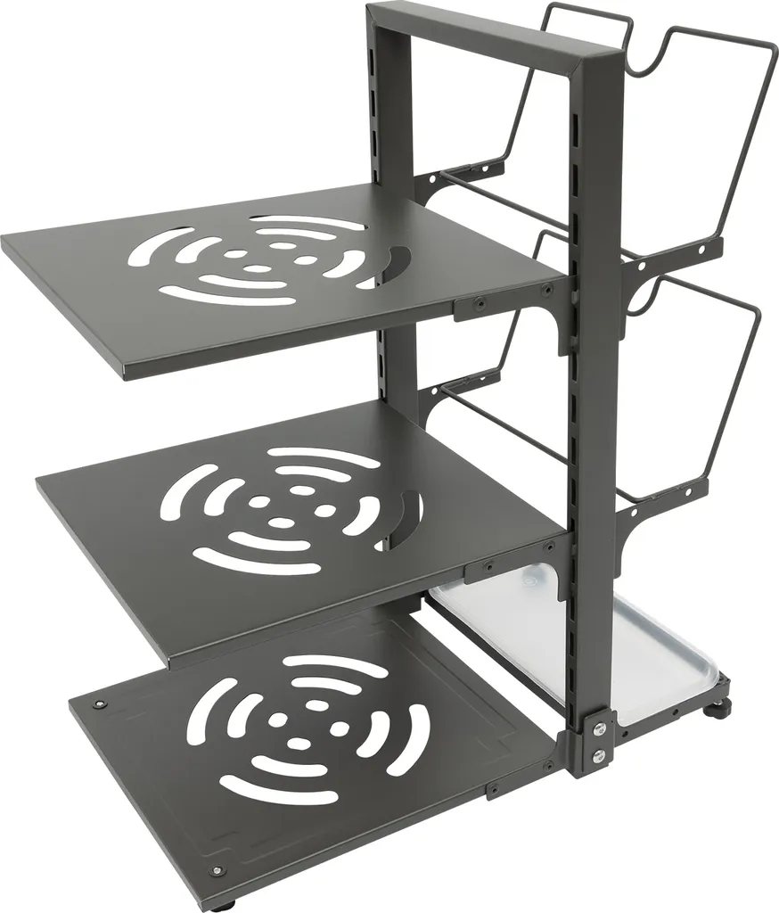 Organisateur de casseroles gris réglable en hauteur pour tout placard