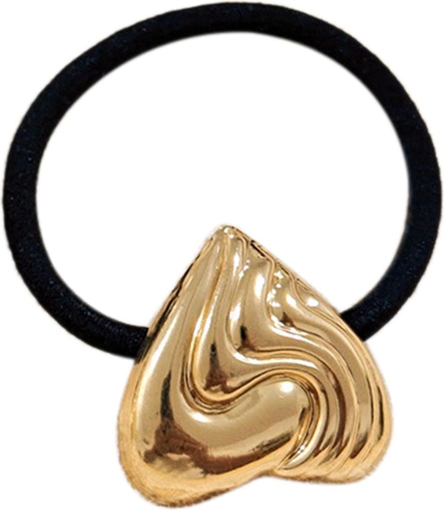 Haargummi mit gerilltem Herzdetail zart in Gold