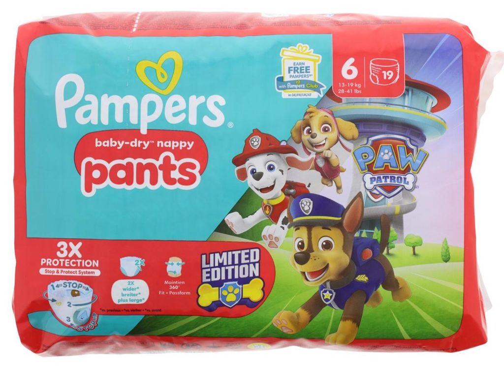 Pampers Baby Dry Nappy Pants 19 Windeln Paw Patrol Edition Produktbild 