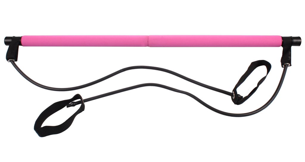 Pilates Sticks barre de fitness avec caoutchouc rose Image du produit 