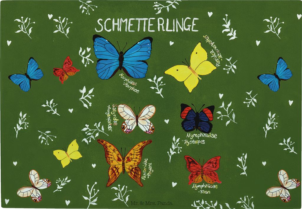 Mr. & Mrs. Panda Frühstücksbrett Schmetterlinge - Geschenk, Servierplatte, Dekoration, Deko Wohnung, Schneidebrett, Schmetterling, Butterflies, H...