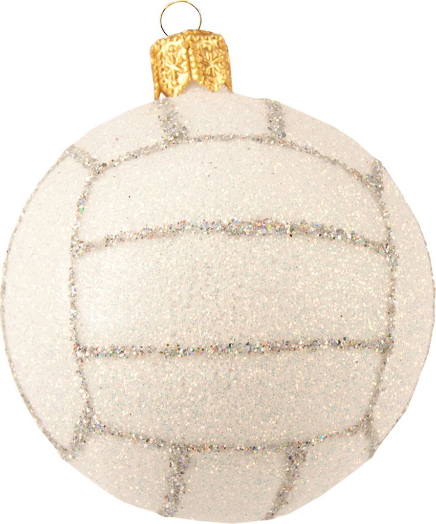 Christbaumschmuck Glas Volleyball 5cm weiß