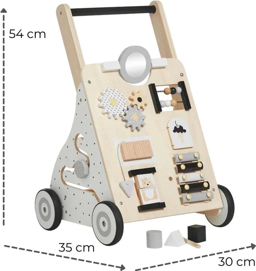 Passeggino con tavola di manipolazione - legno