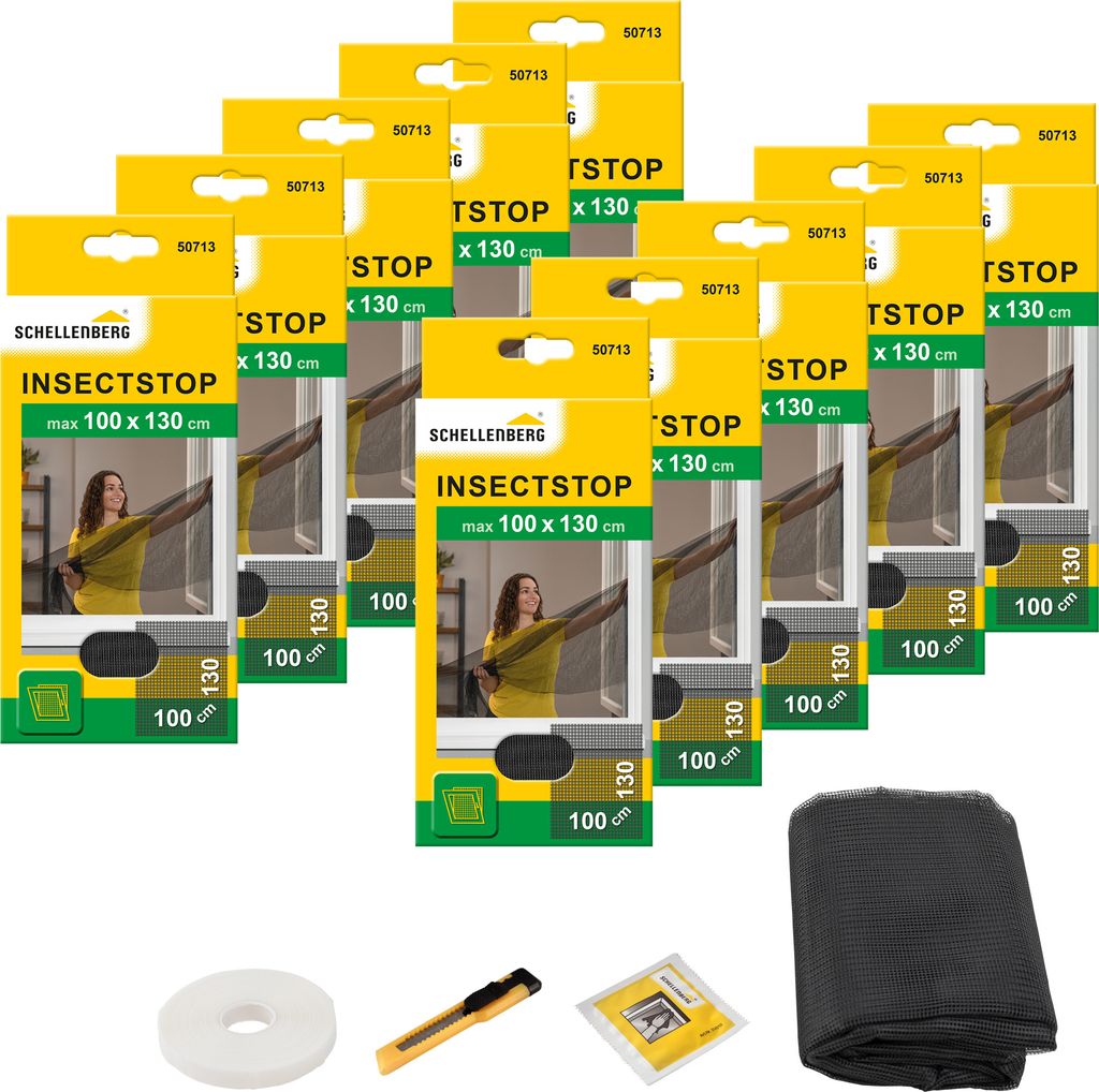 Schellenberg 10er Pack 50713 Fliegengitter für Fenster, Insektenschutz ohne bohren, zuverlässiger Schutz gegen Mücken, Fliegen und Insekten mit ...