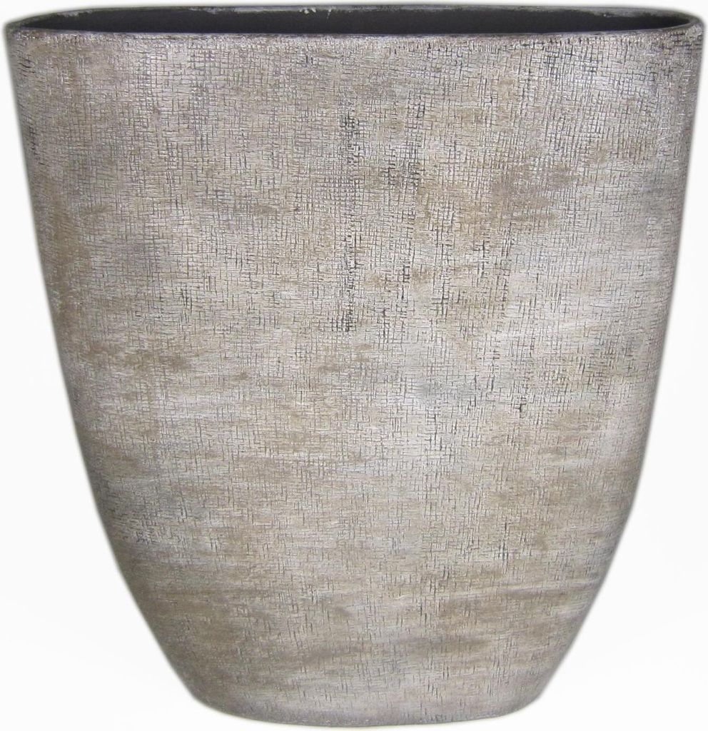 INNA-Glas Ovale Keramikvase mit Maserung, weiß-braun, 51x17x57 cm - Dekovase