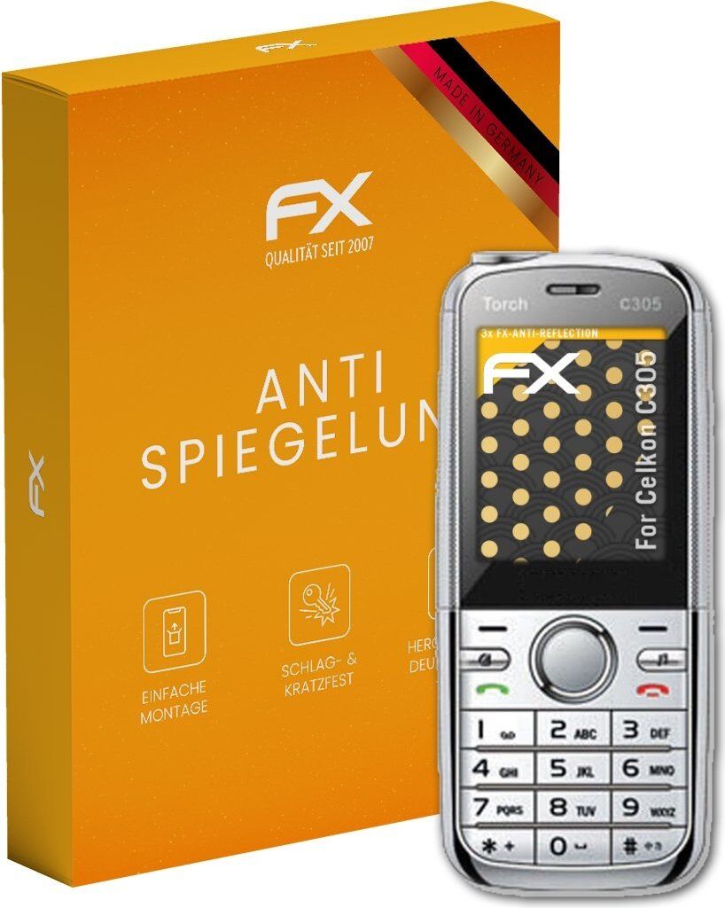 atFoliX FX-Antireflex 3x Schutzfolie kompatibel mit Celkon C305 Displayfolie