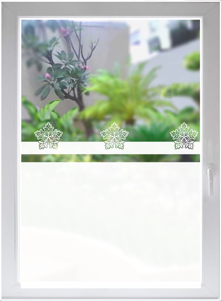 INDIGOS UG Fensterbild Fensterfolie Sichtschutz Folie Sonnenschutz Glasdekor Französische Lilie satiniert blickdicht - 1200mm Breite x 400mm Höhe