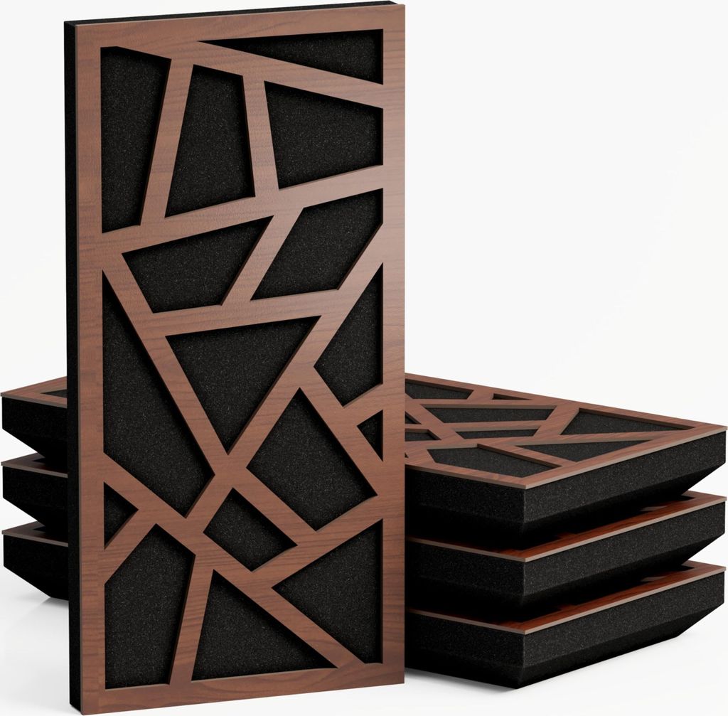 A stack of acoustic panels with a decorative wooden front.