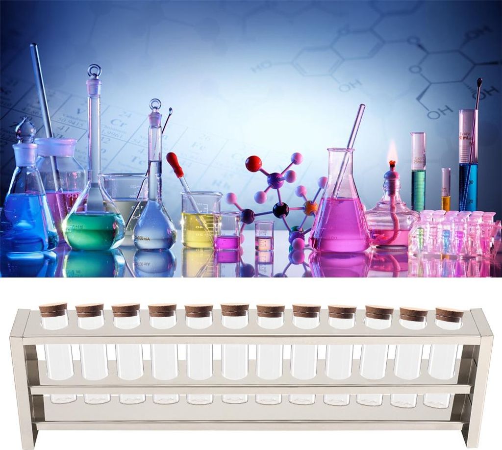 12-fach-Rack für kolorimetrische Reagenzglashalter aus Edelstahl, Zentrifugation, Reagenzglasständer
