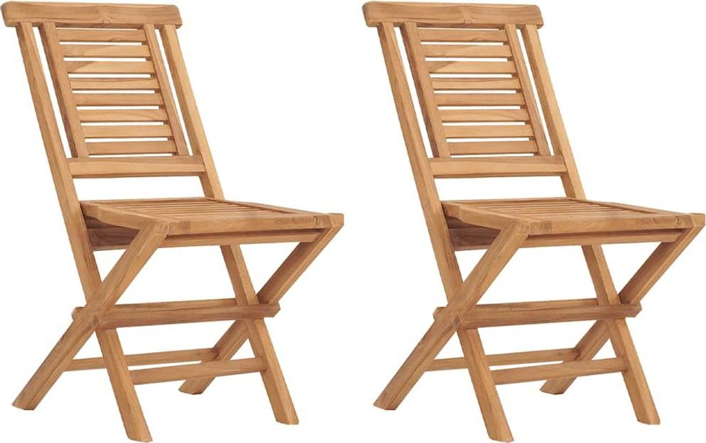 vidaXL Gartenstühle 2 Stk. Klappbar 47x63x90 cm Massivholz Teak