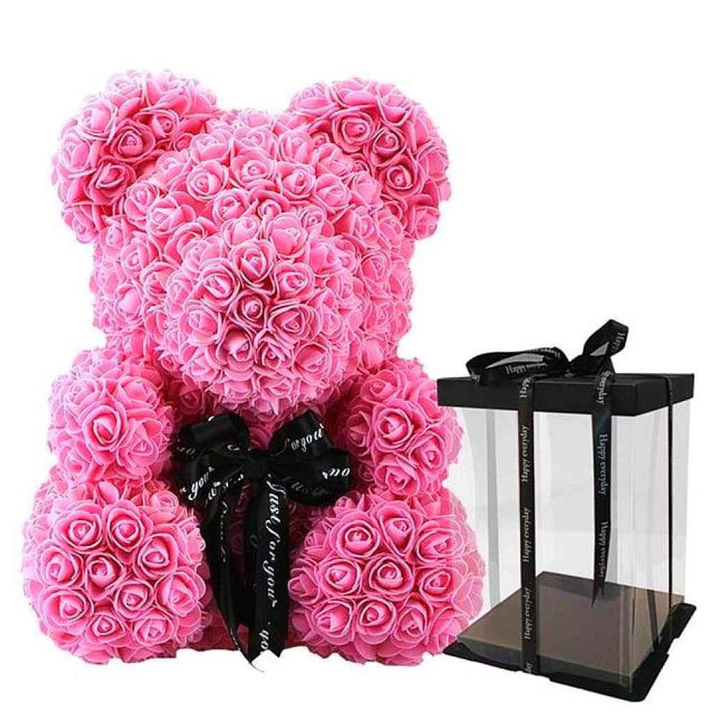 Weihnachtsgeschenk Rose Bear Flower Wedding Party Love Teddy 60cm Box Weiß Herz 