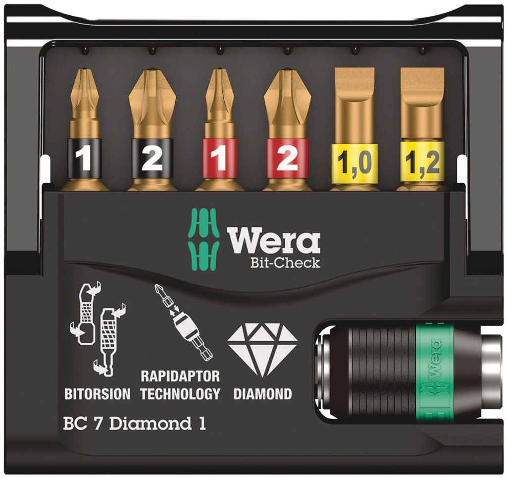 Wera - Bit-Sortiment, Bit-Check 7 Diamond 1 SB, 7-teilig; Produktbild 