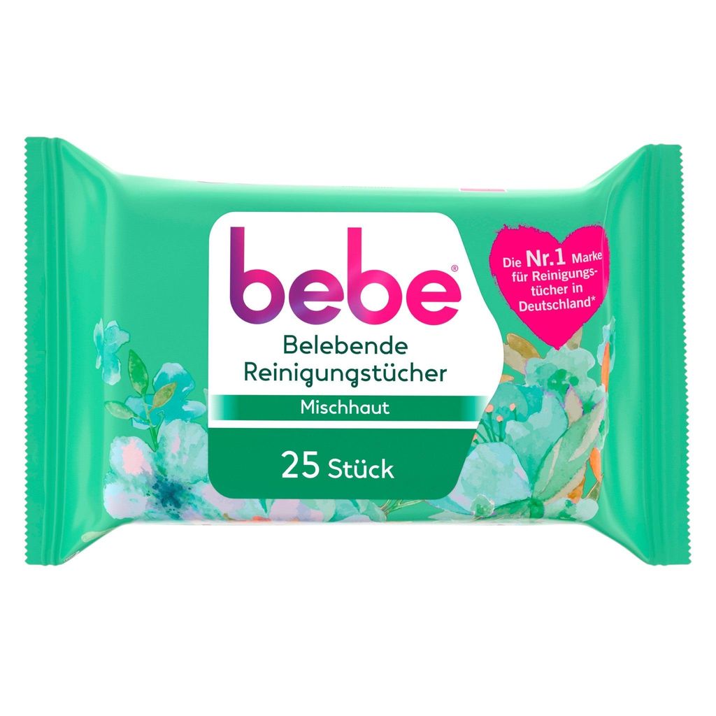 bebe Belebende Reinigungstücher 25 Stk | sanfte Abschminktücher mit Rosenwasser 6 er pack