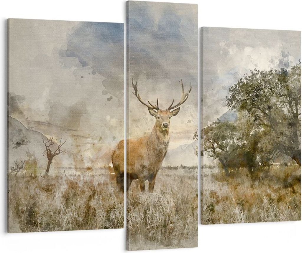 Bild auf Leinwand - Leinwandbild - rotwild natur - 95x80cm - Wand Bild - Wanddeko - Wandbilder - Leinwanddruck - Bilder - Kunstdruck - Wanddekorati...