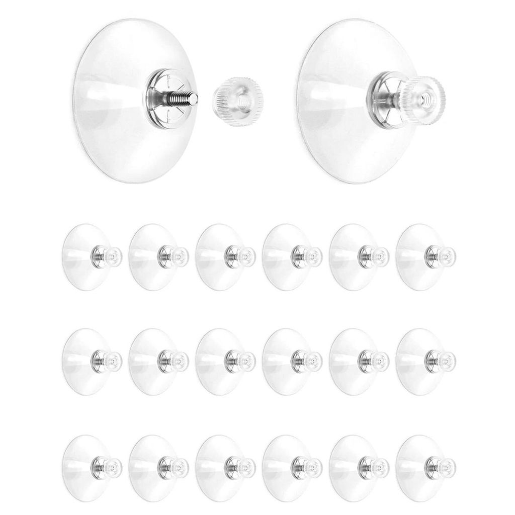 20x Saugnapfhaken 41mm PVC transparent M4-Gewinde verstellbar stark haftend für Fenster Spiegel Bad Küche Auto