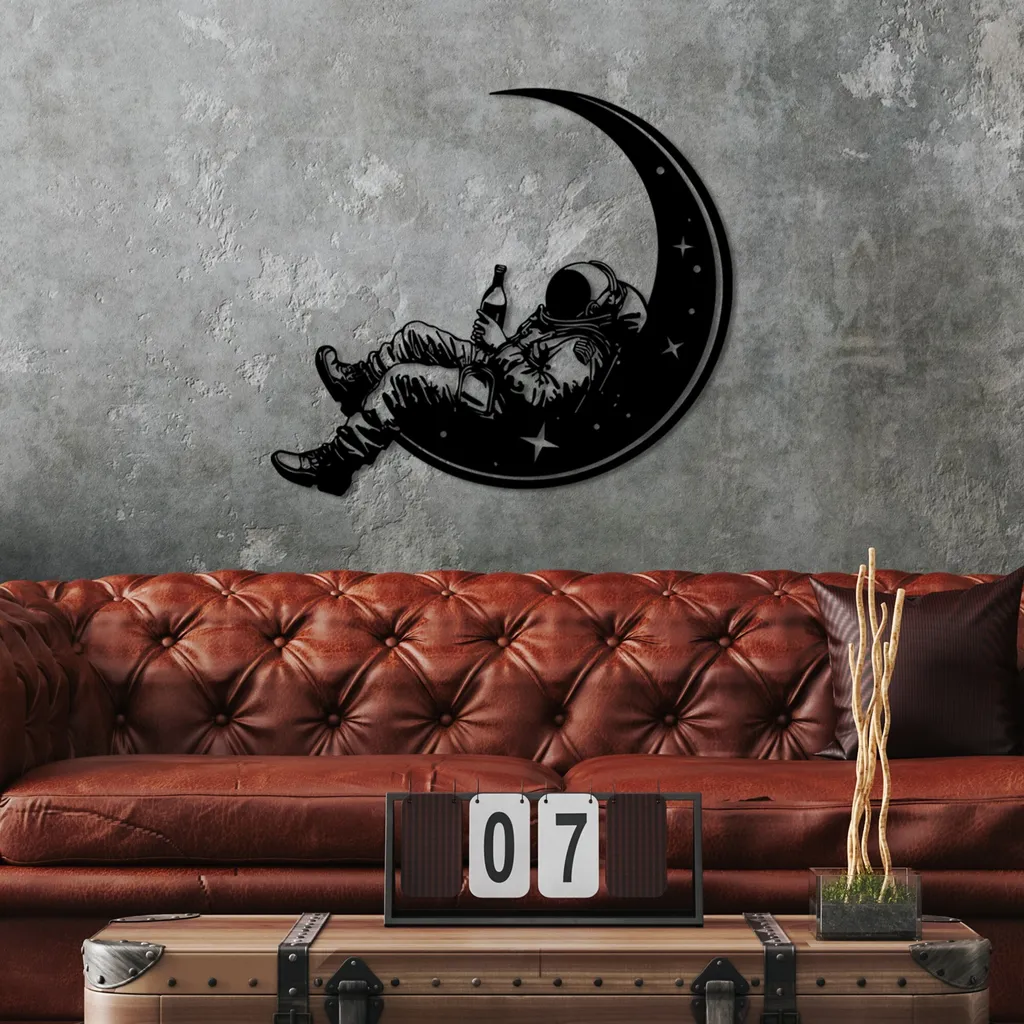 Wallity Space Boozer Décoration Murale en Métal Noir - Design 62 x 71 cm