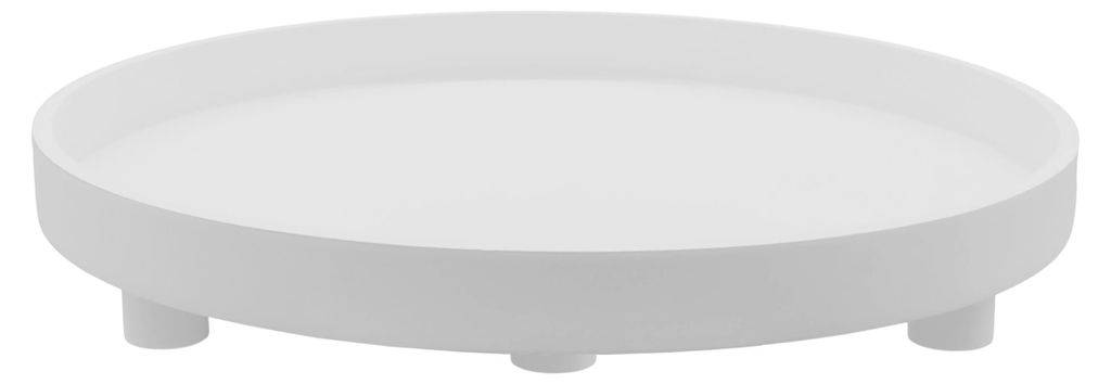 XL decoratief dienblad rond, op voetjes, 38 x 6 cm - wit - Productafbeelding 