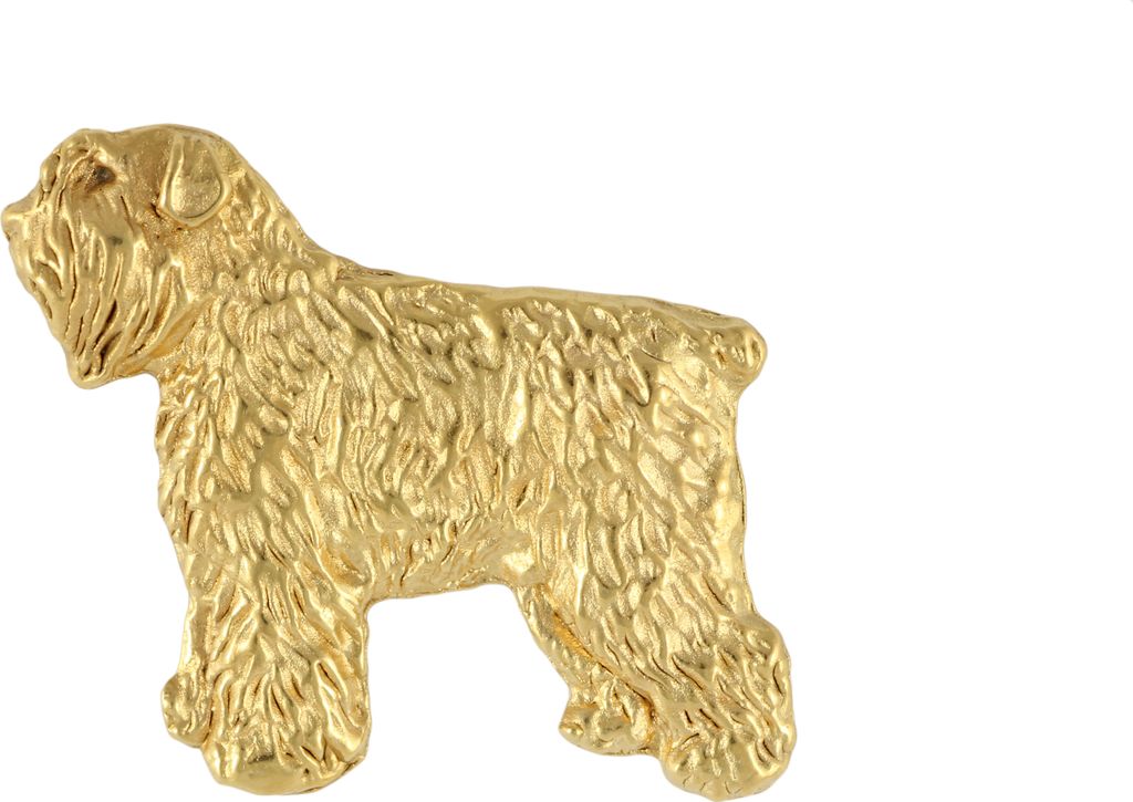 Flandrischer Treibhund, Bouvier des Flandres - Vergoldete Brosche, eleganter Hundeschmuck, einzigartige Brosche der Marke Art-Dog