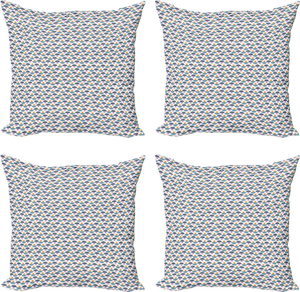 ABAKUHAUS Geometrisch Kissenbezug Set (4 Stück), Retro Style-Kreis-Punkte, Moderner Doppelseitiger Digitaldruck, 50 cm x 50 cm, Mehrfarbig