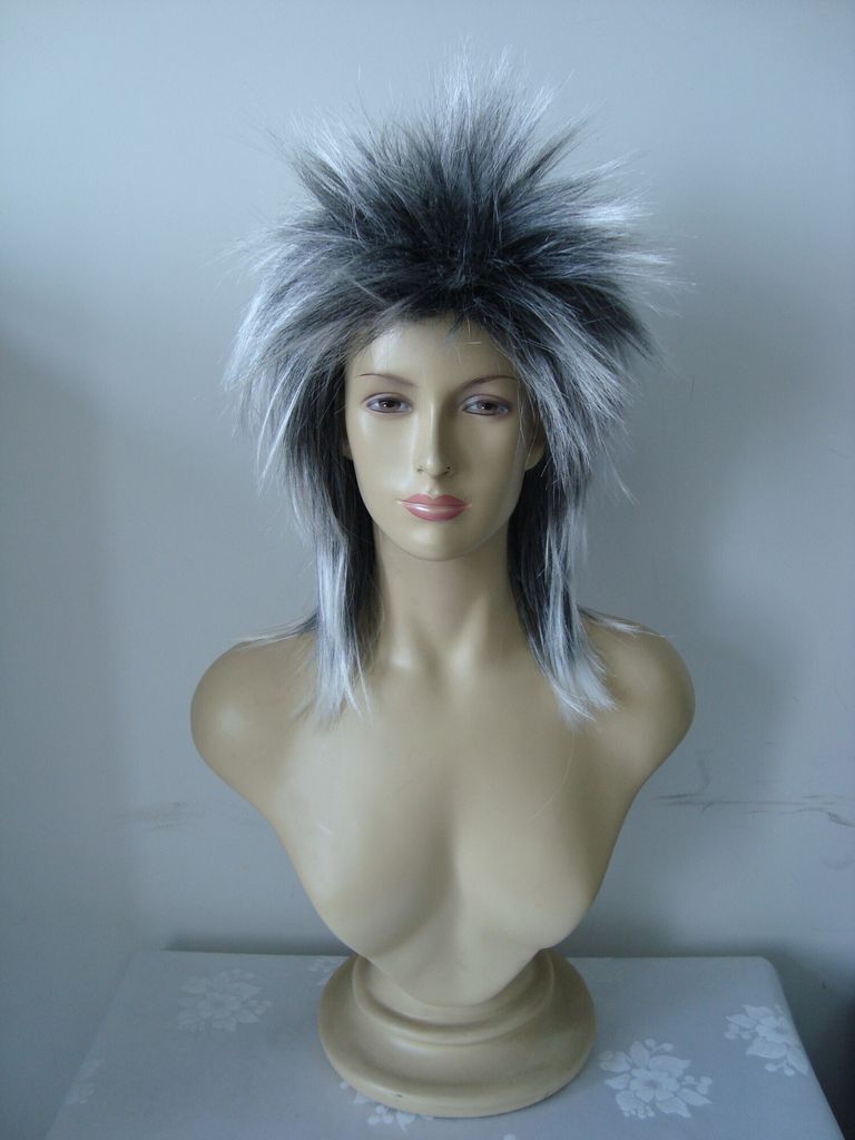 Original Foxxeo Grau Schwarze Perücke für Damen Produktbild 