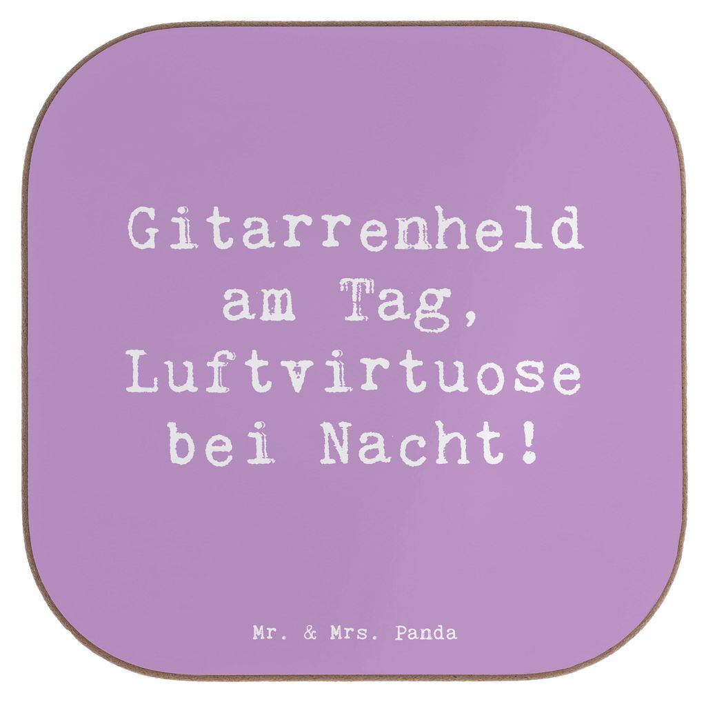 Mr. & Mrs. Panda Becheruntersetzer Spruch Gitarrenheld - Lavendeltraum - Geschenk, Melodie, Lernen, Untersetzer für Gläser, Instrument, gläserun...