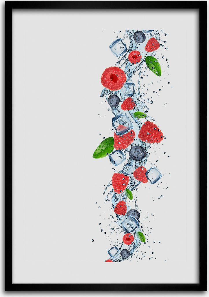 Bild - Bilderrahmen - Foto - 70 cm x 100 cm - MDF - Rahmen - Wandkunst - Waldfrüchte und Eis