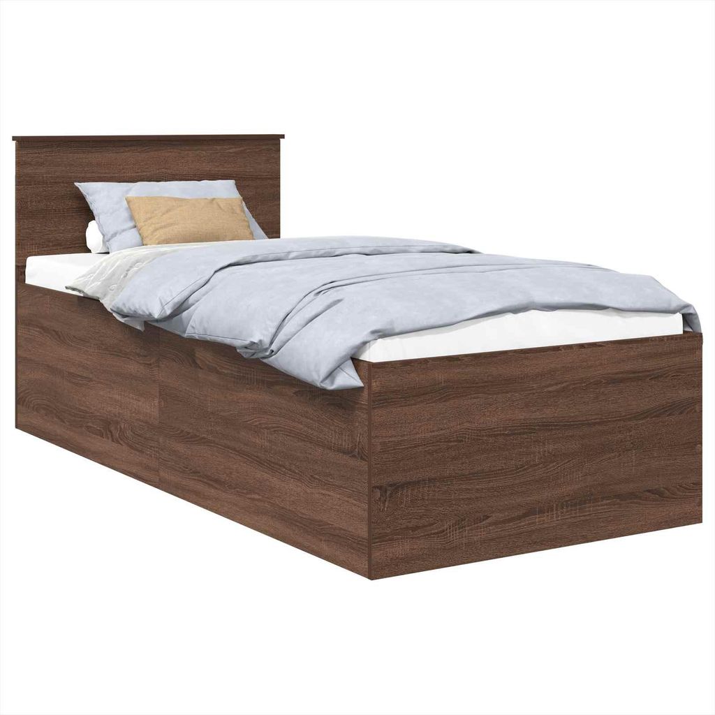 Bettrahmen Braun Eichen-Optik 75 x 190 cm Holzwerkstoff