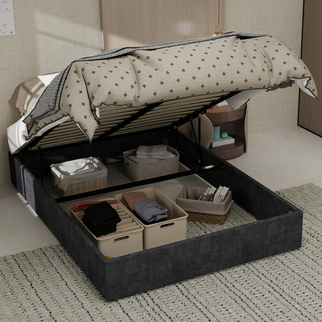 MODFU Bettgestell 140x200 Doppelbett mit Rippenbettgestell und Holzkörper,Bettrahmen mit Feuchtigkeitsschutzfähigkeit,ohne Kopfteil und Matratze....