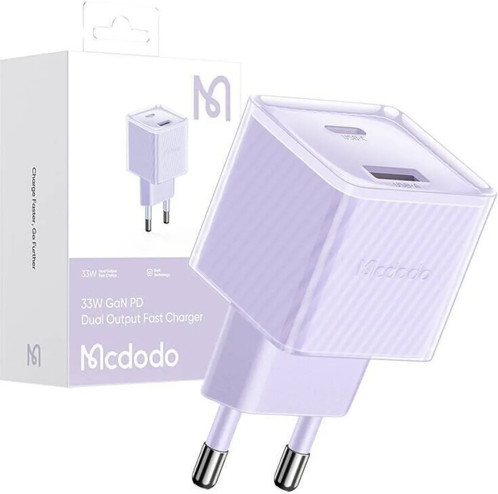 Chargeur de Voyage Rapide 33W pour iPhone et Android, Double USB Violet - 20
