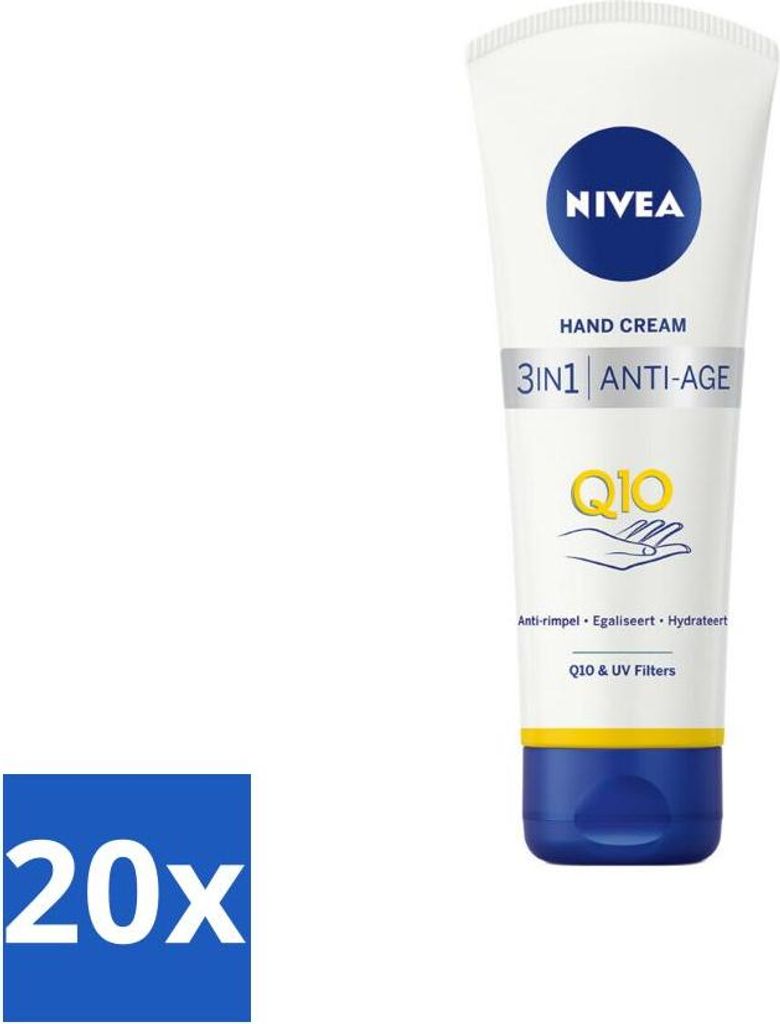NIVEA - Handcreme - 3-in-1 Q10 Anti-Aging - Anti-Falten - Gleicht aus - Spendet Feuchtigkeit - 100 ml - Vorteilspack - 20 Stücke