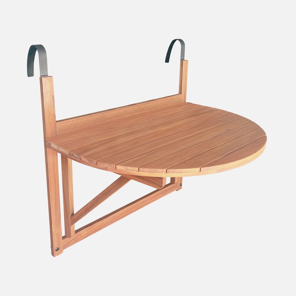Tavolino in legno di acacia pieghevole semirotondo, 70cm, Immagine del prodotto 