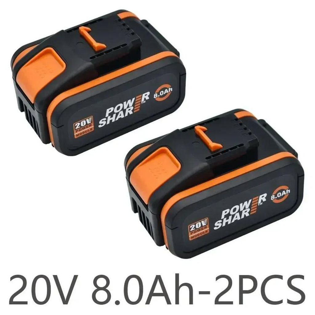 20V Ersatzakku für Akkuwerkzeuge - Li-Ion Batteriepacks 2er Set - 8,0Ah 8000mAh - Wiederaufladbar - Für Elektro- und Gartengeräte - 20V 8,0Ah x2