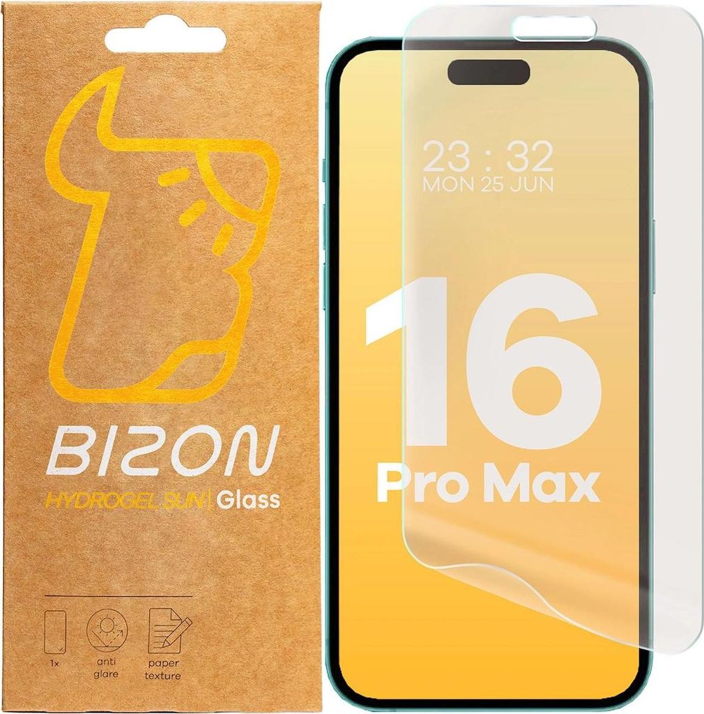 Bizon Glass Film Sun Mattfolie für iPhone 16 Pro Max, 2 Stück