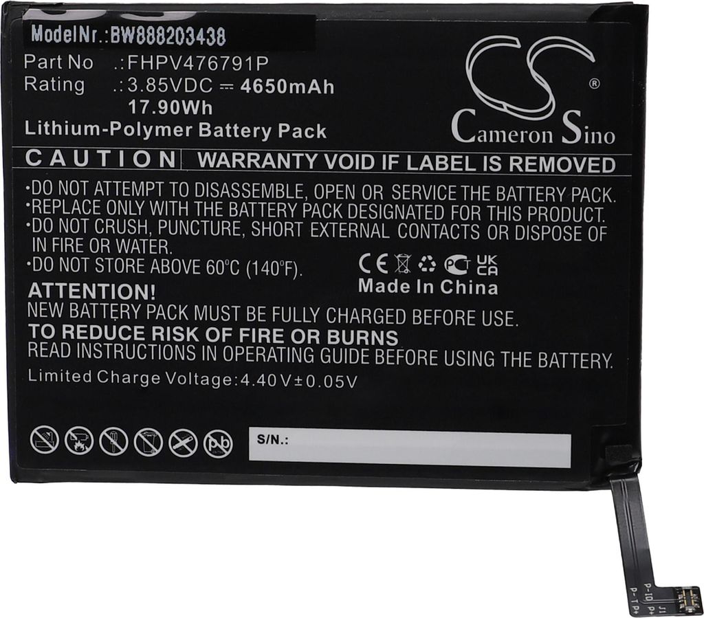 vhbw Akku Ersatz für Wiko FHPV476791P für Handy Smartphone Telefon (4650 mAh, 3,85 V, Li-Polymer)