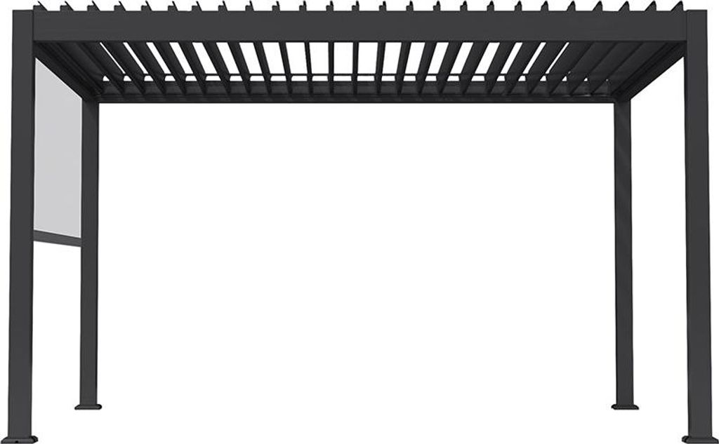 HOME DELUXE Pergola FAYLA – Elektrisch, Anthrazit inkl. 1 Screen | Aluminium-Terrassenüberdachung mit Lamellendach