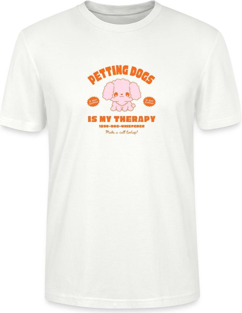 Spreadshirt Petting Dogs Is My Therapy Süßes Hunde Motiv Uni Bio T-Shirt, XXL, Weiß