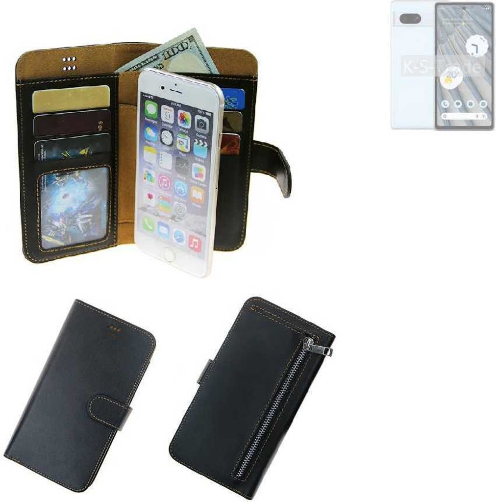 K-S-Trade Schutz Hülle kompatibel mit Google Pixel 7a Klapphülle Case Phone cover Slim Handytasche Handy Hülle schwarz aus Kunstleder (1 Stk)