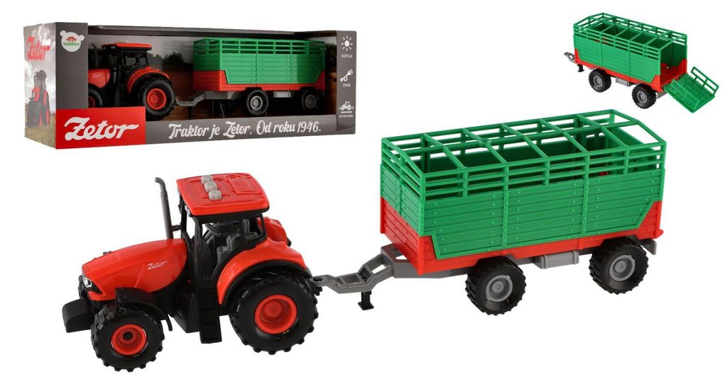 Traktor Zetor s 36 cm dlhým plastovým prívesom, poháňaný Obrázok produktu 