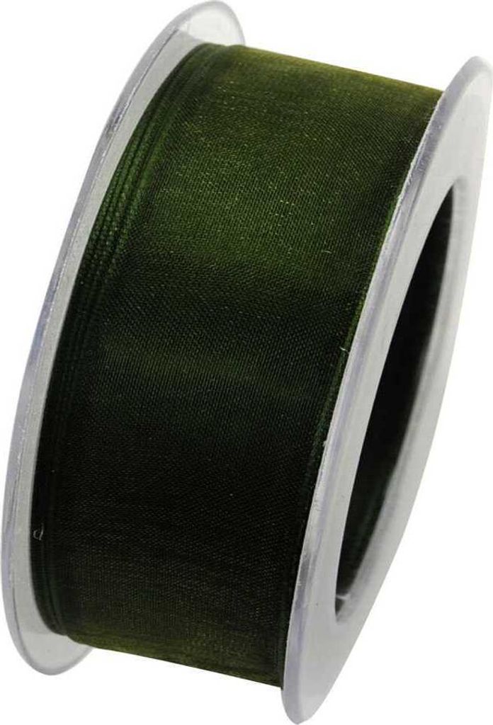 Organzaband formstablie Kante 40mm dunkelgrün 20m Rolle (1m=0,43EUR) Goldina