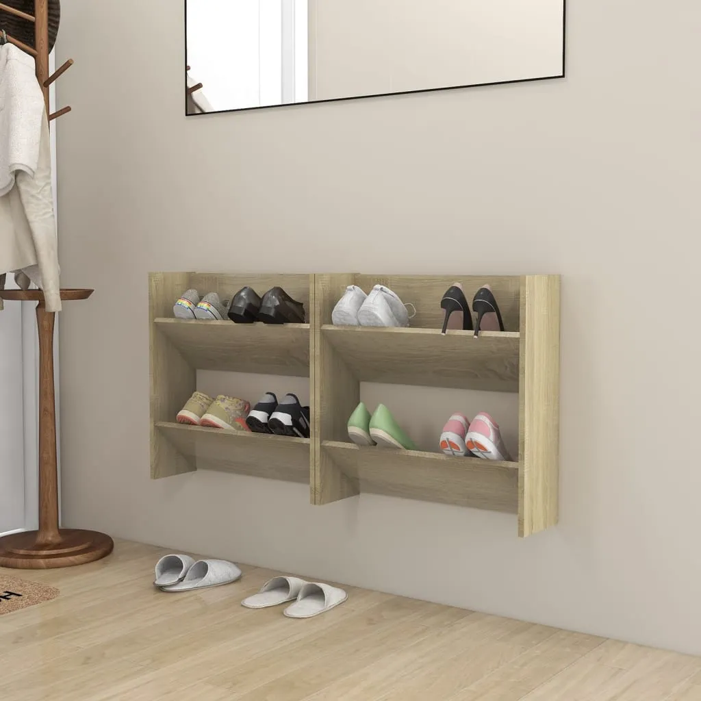 Solution anti-encombrement armoires chaussures murales chêne Sonoma 2 pces