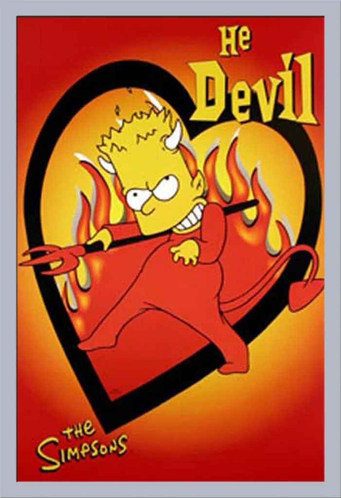 Set Poster He Devil Simpsons + Frame Shinsuke Maxi MDF Argento 61x91