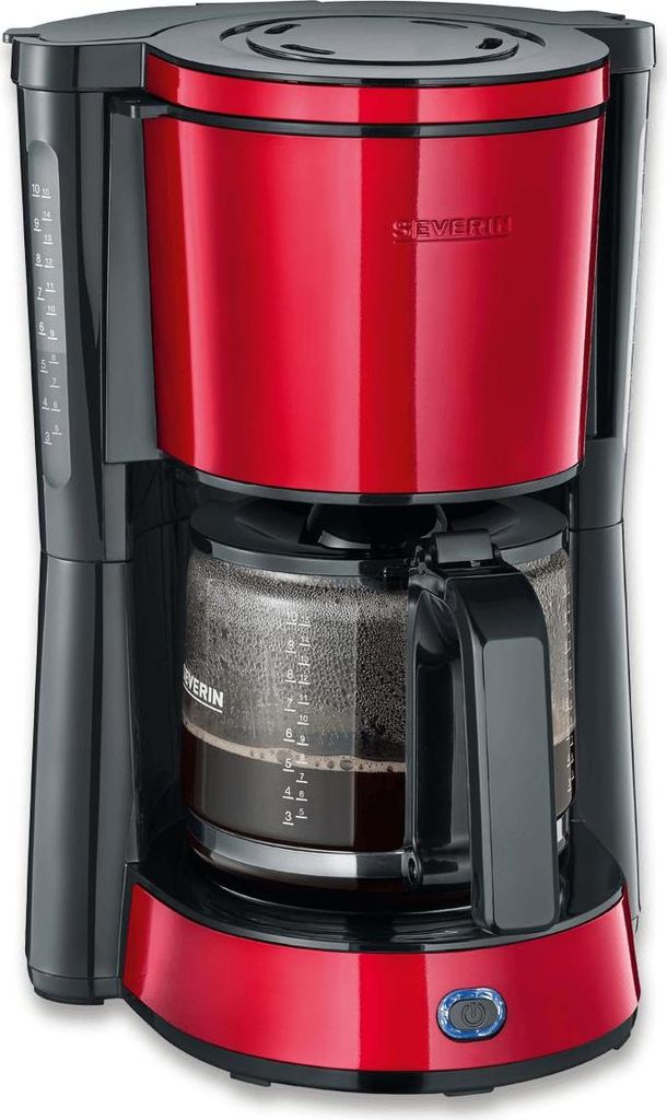 SEVERIN Kaffeemaschine Type KA 4817 aus Edelstahl, metallicrotschwarz Filterkaffeemaschine Kaffeemaschine Filterkaffee Kaffeezubereiter Filterkaffe...