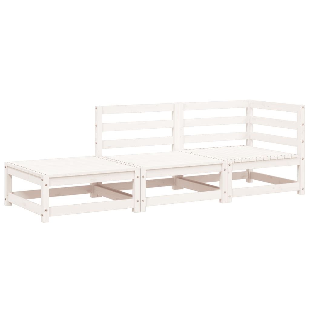 vidaXL Sofa ogrodowa ze stołkiem 2-osobowa biała z litego Zdjęcie produktu 