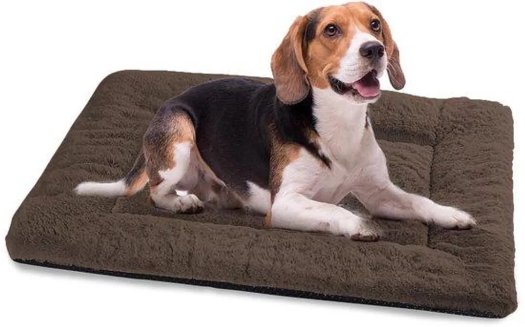Lit pour chien 90 x 60 cm en simili cuir marron lavable et résistant