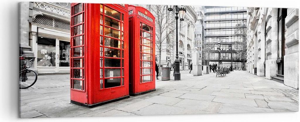 Bild auf Leinwand - Leinwandbild - Telefon London Kultur - 140x50cm - Wand Bild - Wanddeko - Leinwanddruck - Bilder - Kunstdruck - Wanddekoration -...
